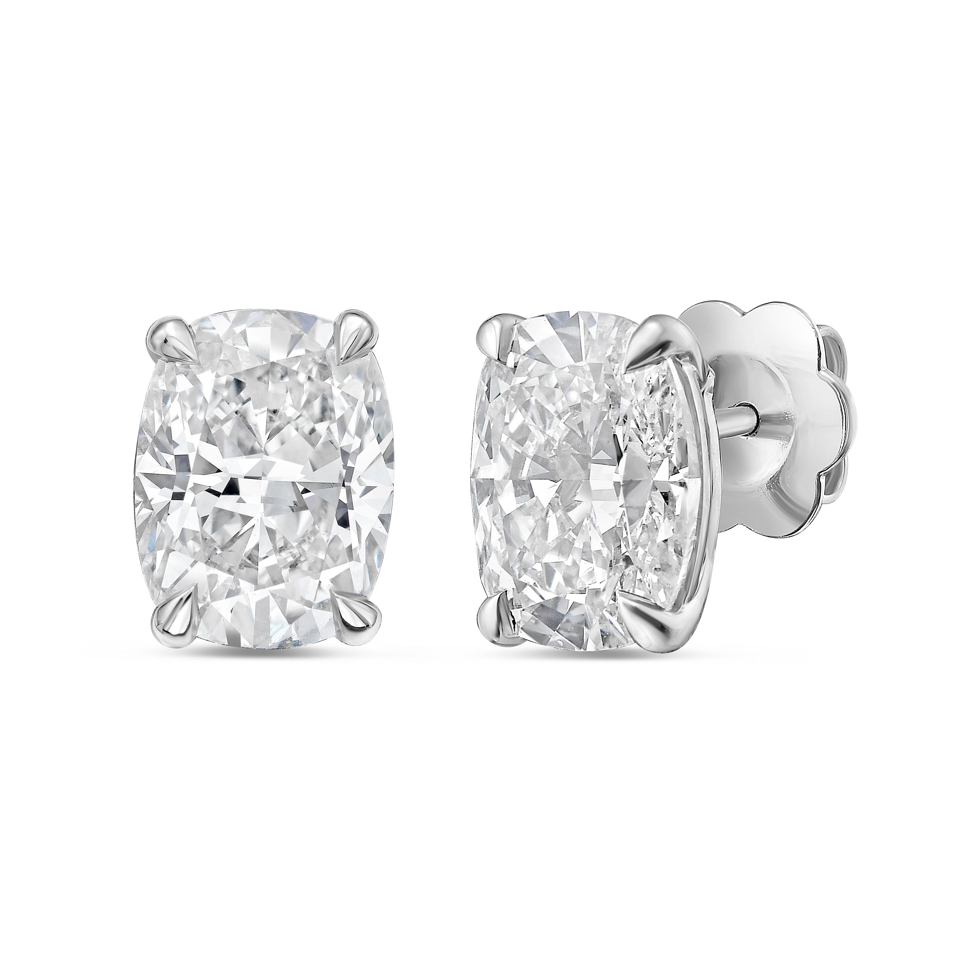 Lab Grown 4 Prong Cushion Diamond Stud