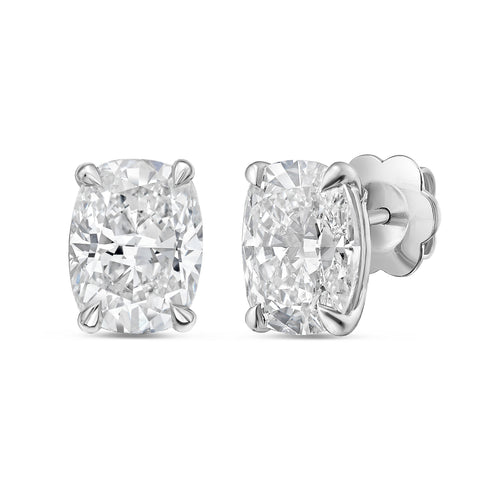 Lab Grown 4 Prong Cushion Diamond Stud