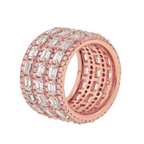 Rose Gold Emerald Cut & Pink Diamonds Eternity Band