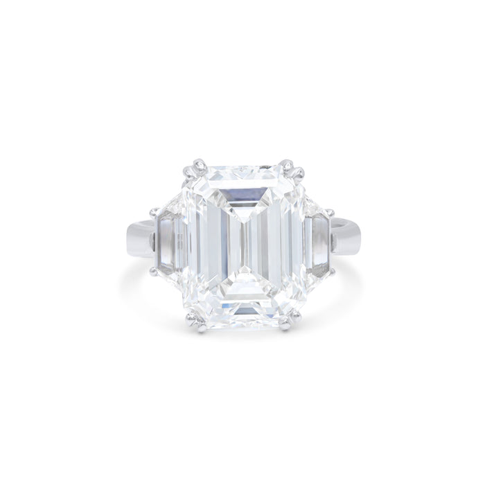 Emerald Cut Diamond With Trapezoids on the sides Ring, Platinum