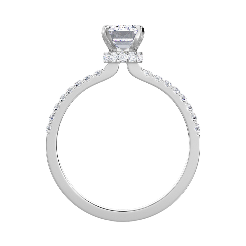 Lab-Grown Emerald-Cut Hidden Halo Diamond Engagement Ring