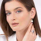 Encanto Pearl Drop Earrings in Blue Sapphire
