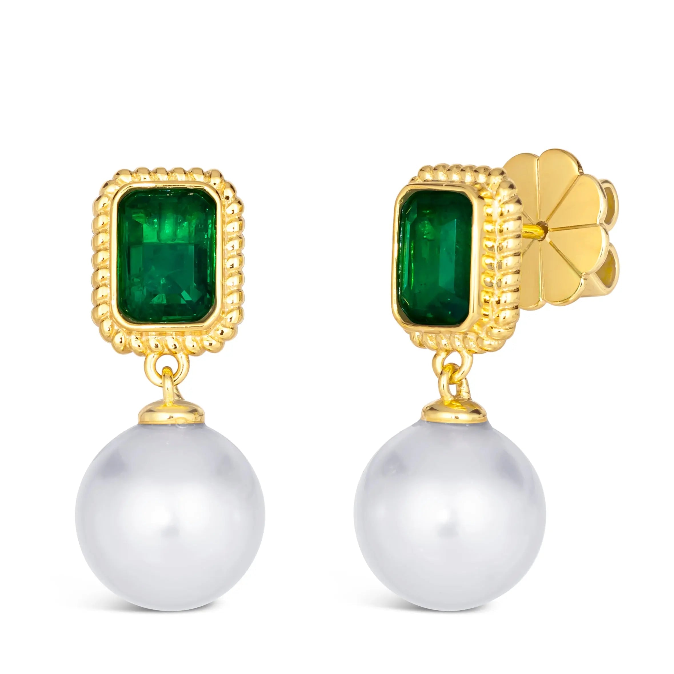 Encanto Pearl Drop Earrings in Emerald