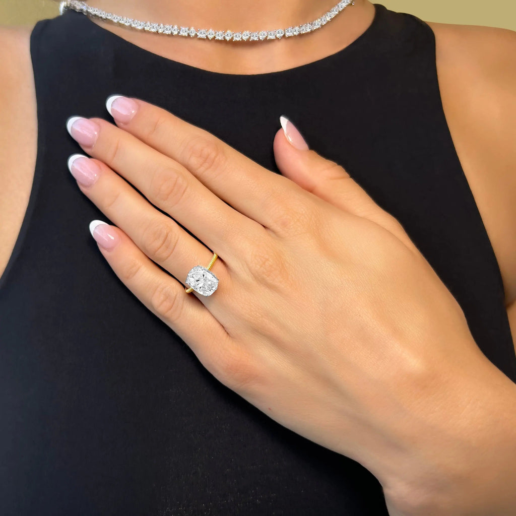 Estelle 3 Carat Cushion Skinny Ring