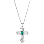Eternal Life Cross Necklace In Emerald