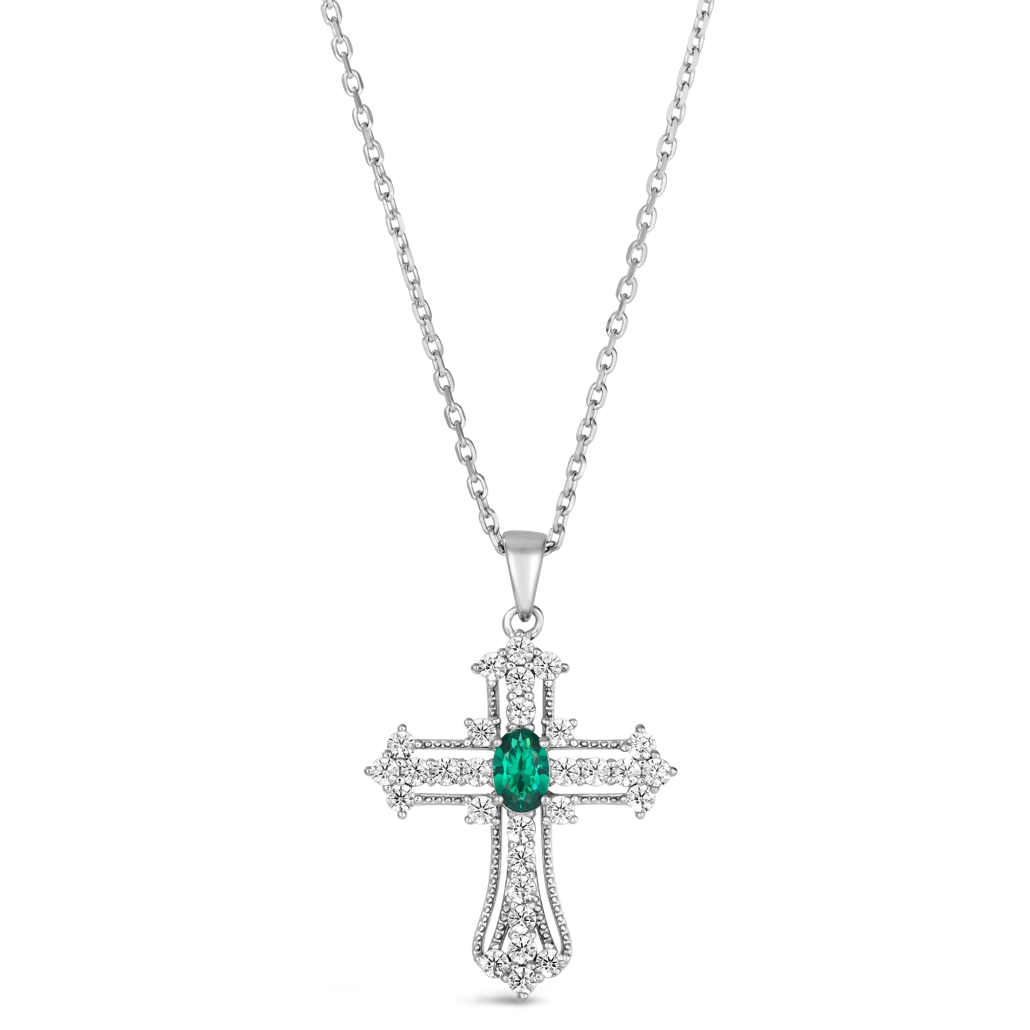 Eternal Life Cross Necklace In Emerald