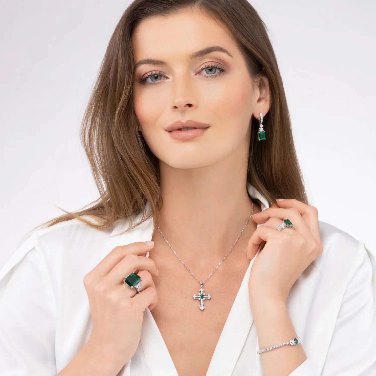 Eternal Life Cross Necklace In Emerald