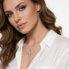 Eternal Life Cross Necklace In White Diamond