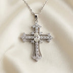 Eternal Life Cross Necklace In White Diamond