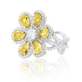 Yellow Pear Diamond Flower Ring