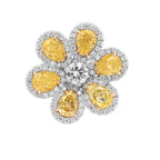 Yellow Pear Diamond Flower Ring