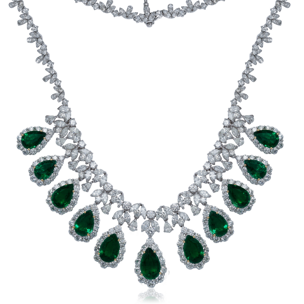Emerald Pear Diamond Necklace