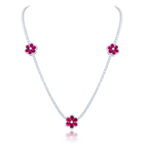 Ruby And Diamond Flower Necklace