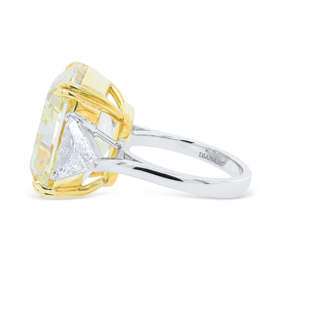 Three Stone Radiant Cut Diamond Ring With Trillions