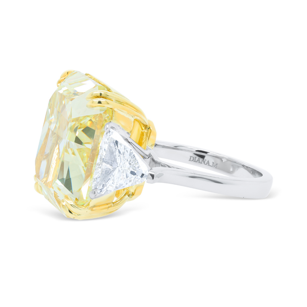 Three Stone Radiant Cut Diamond Ring With Trillions