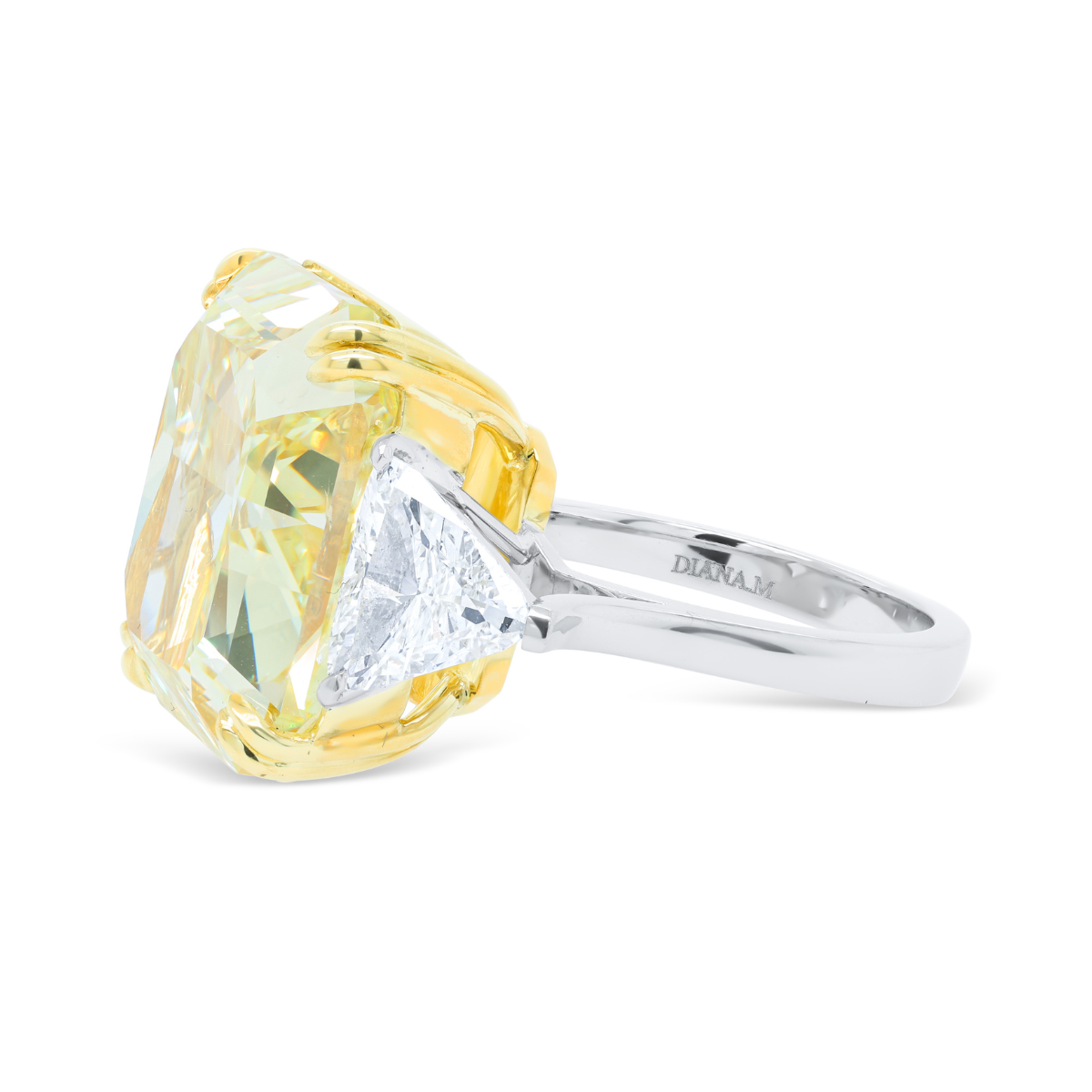 Three Stone Radiant Cut Diamond Ring With Trillions