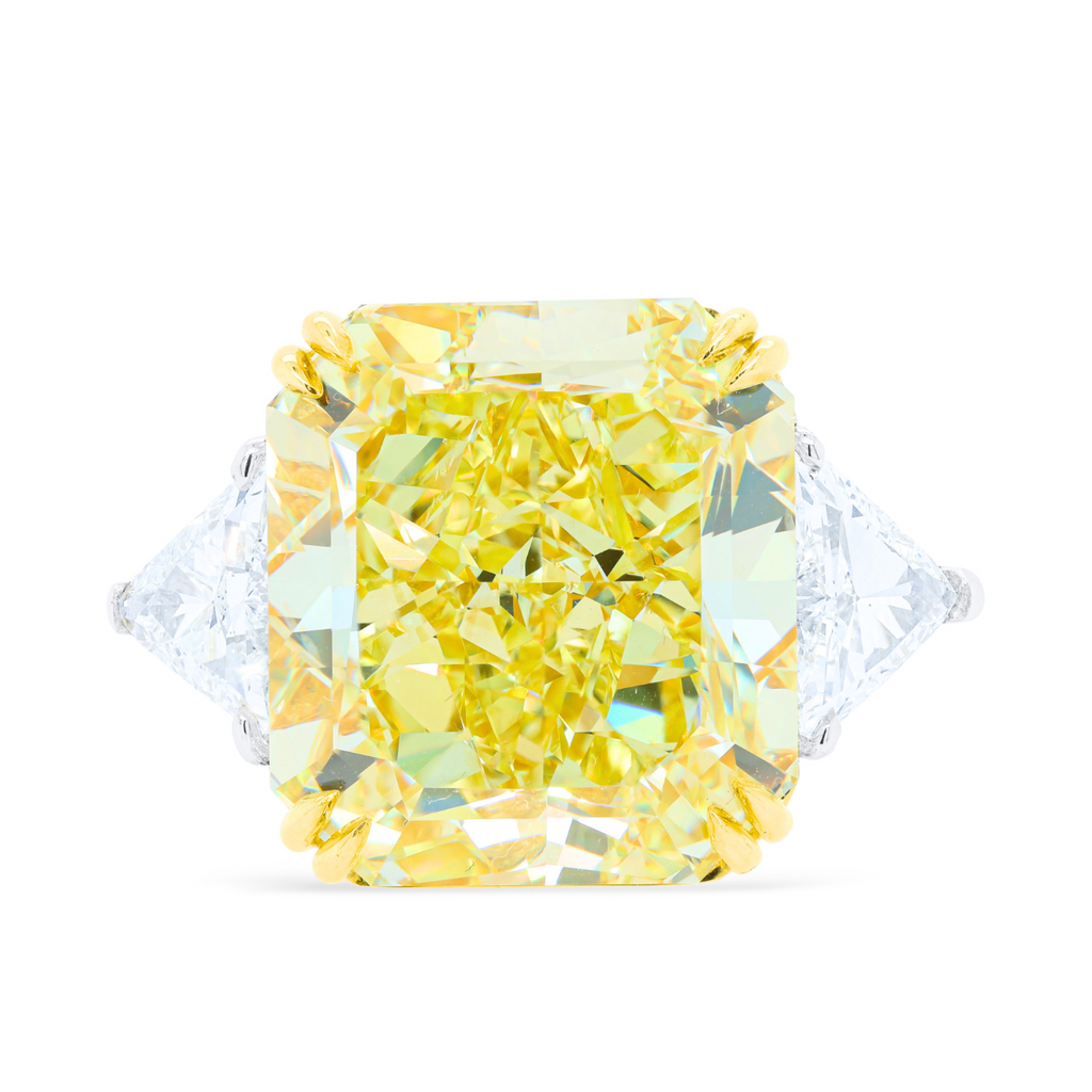 Three Stone Radiant Cut Diamond Ring With Trillions