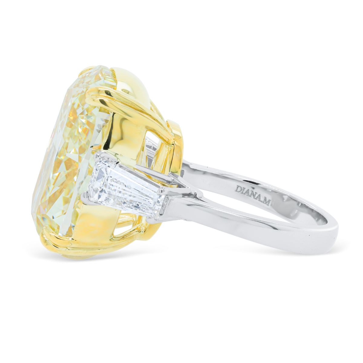 Three Stone Cushion Diamond Ring With Baguettes
