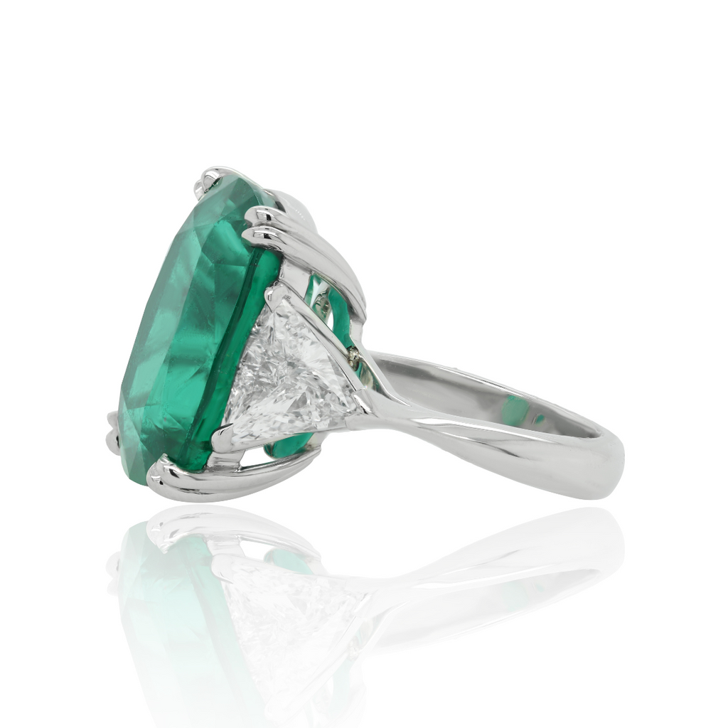 15.85ct Zambian Emerald Three-Stone Ring