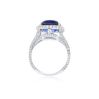 Platinum Cushion Ceylon Sapphire Diamonds Halo Ring