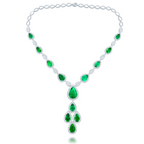 Emerald And Diamond Drop Necklace