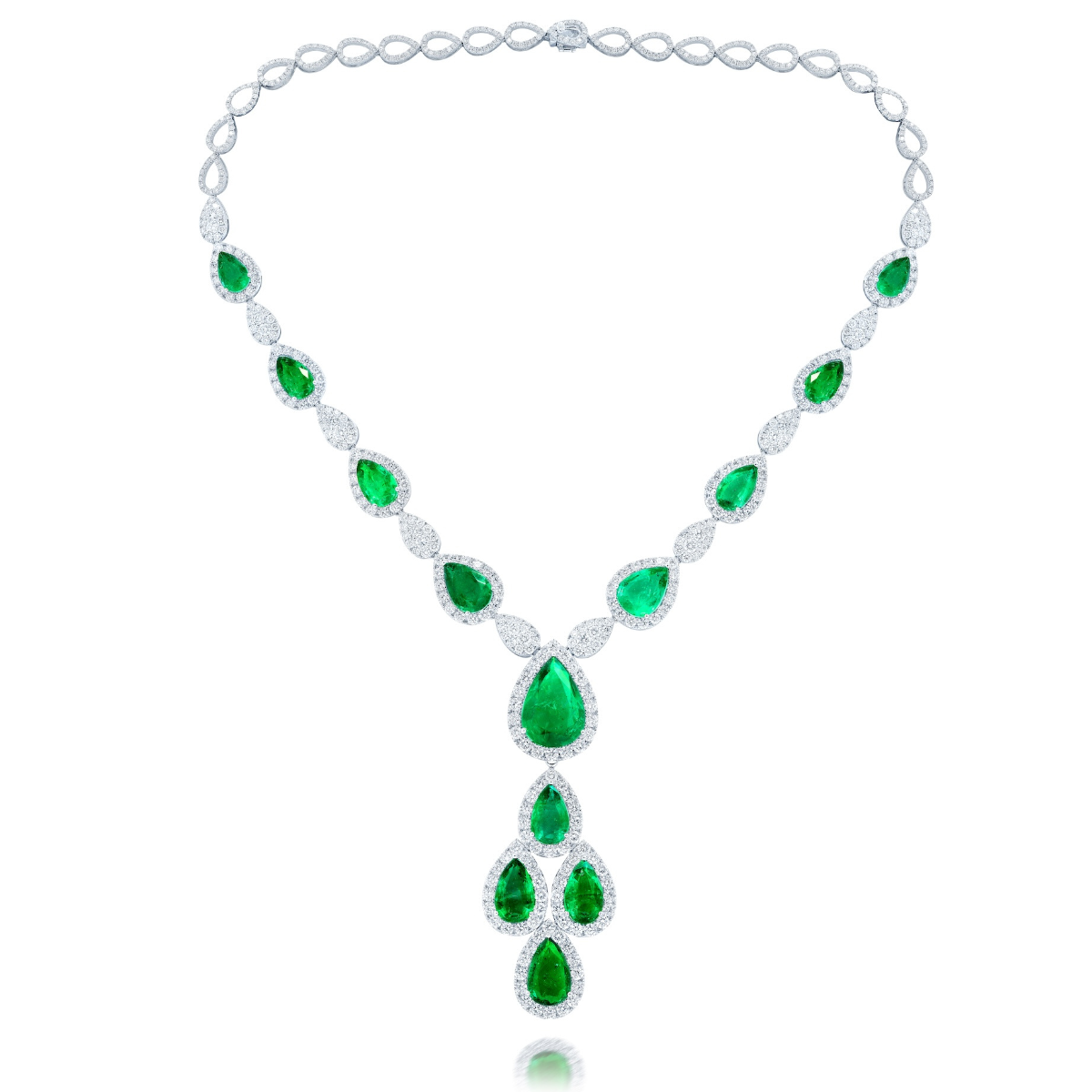 Emerald And Diamond Drop Necklace