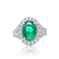 Oval Halo Emerald Ring