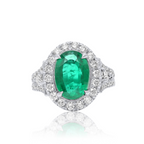Oval Halo Emerald Ring