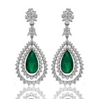 Emerald Pear Diamond Drop Earrings