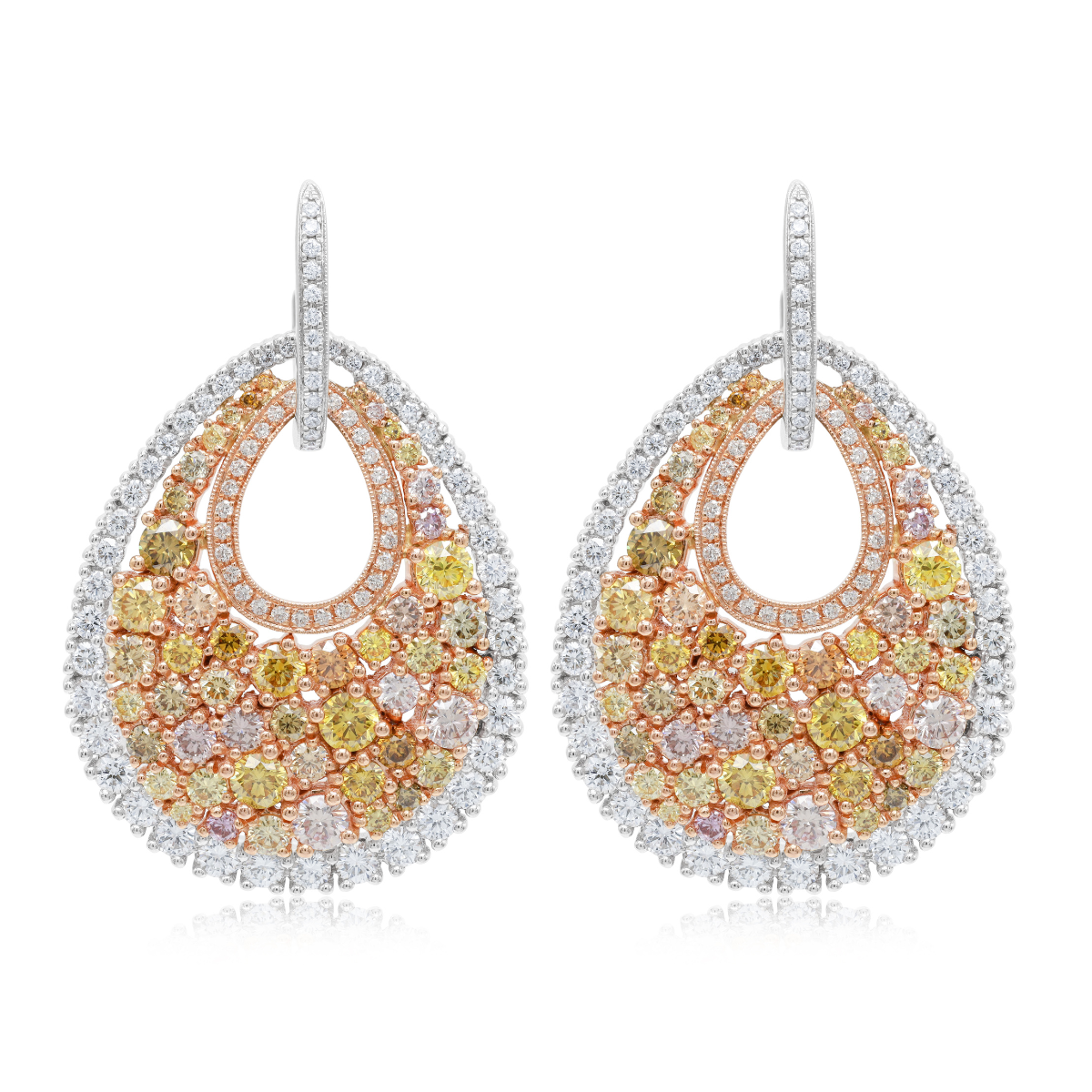 Diamond Oval Drop Open Work Earring