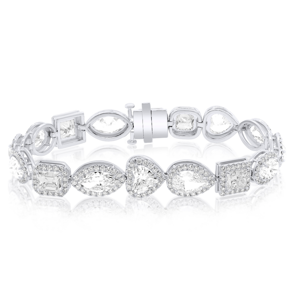 Multi-Shaped Diamond Halo Bracelet