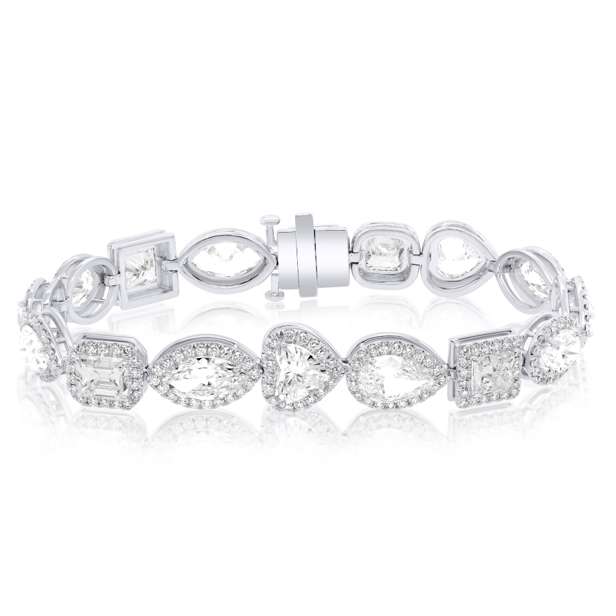 Multi-Shaped Diamond Halo Bracelet