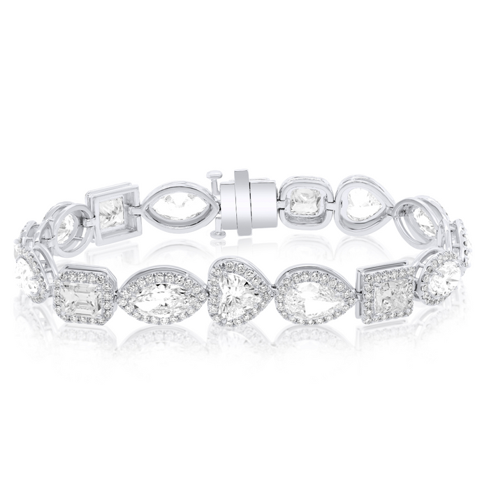 Multi-Shaped Diamond Halo Bracelet