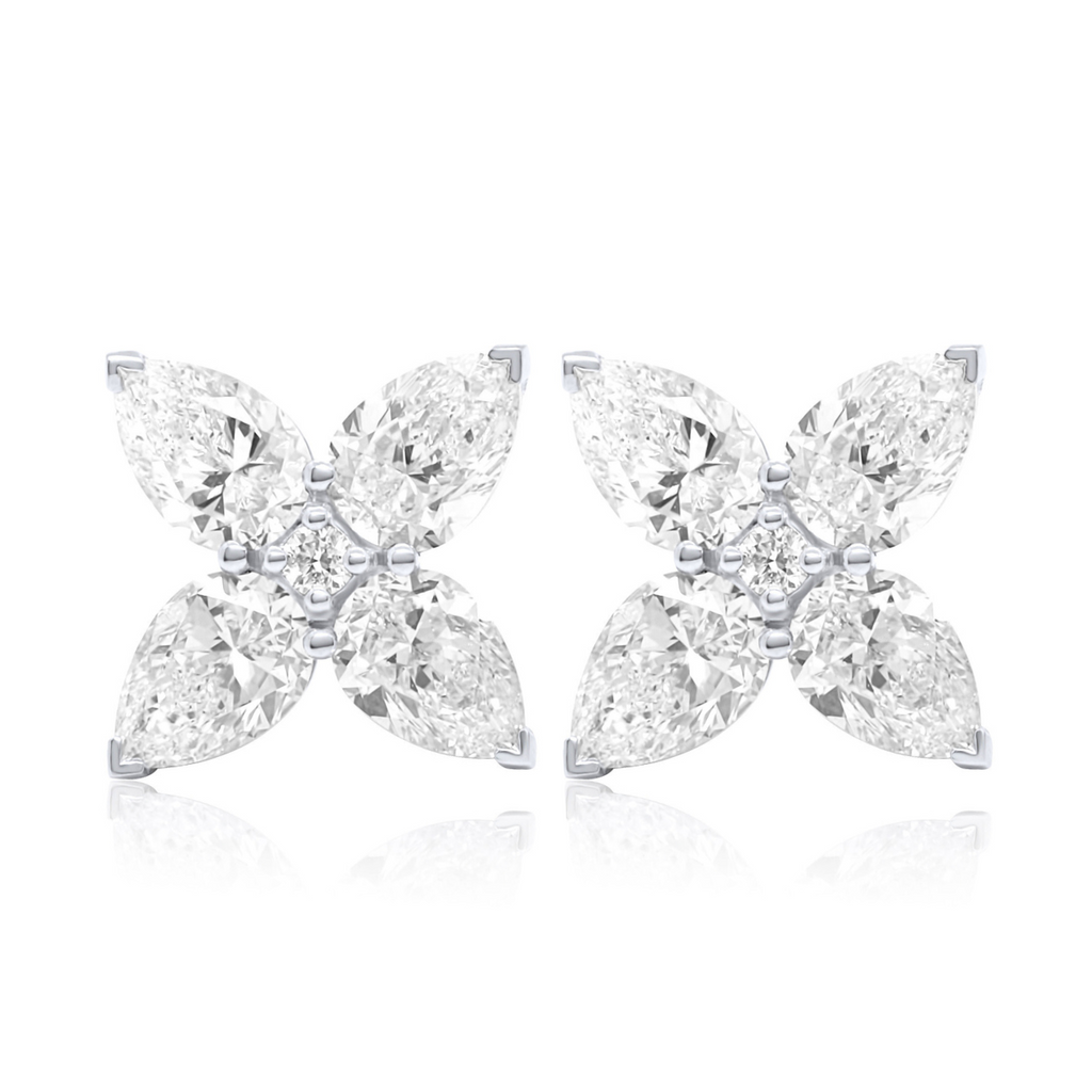 Pear Diamond Clover Earrings