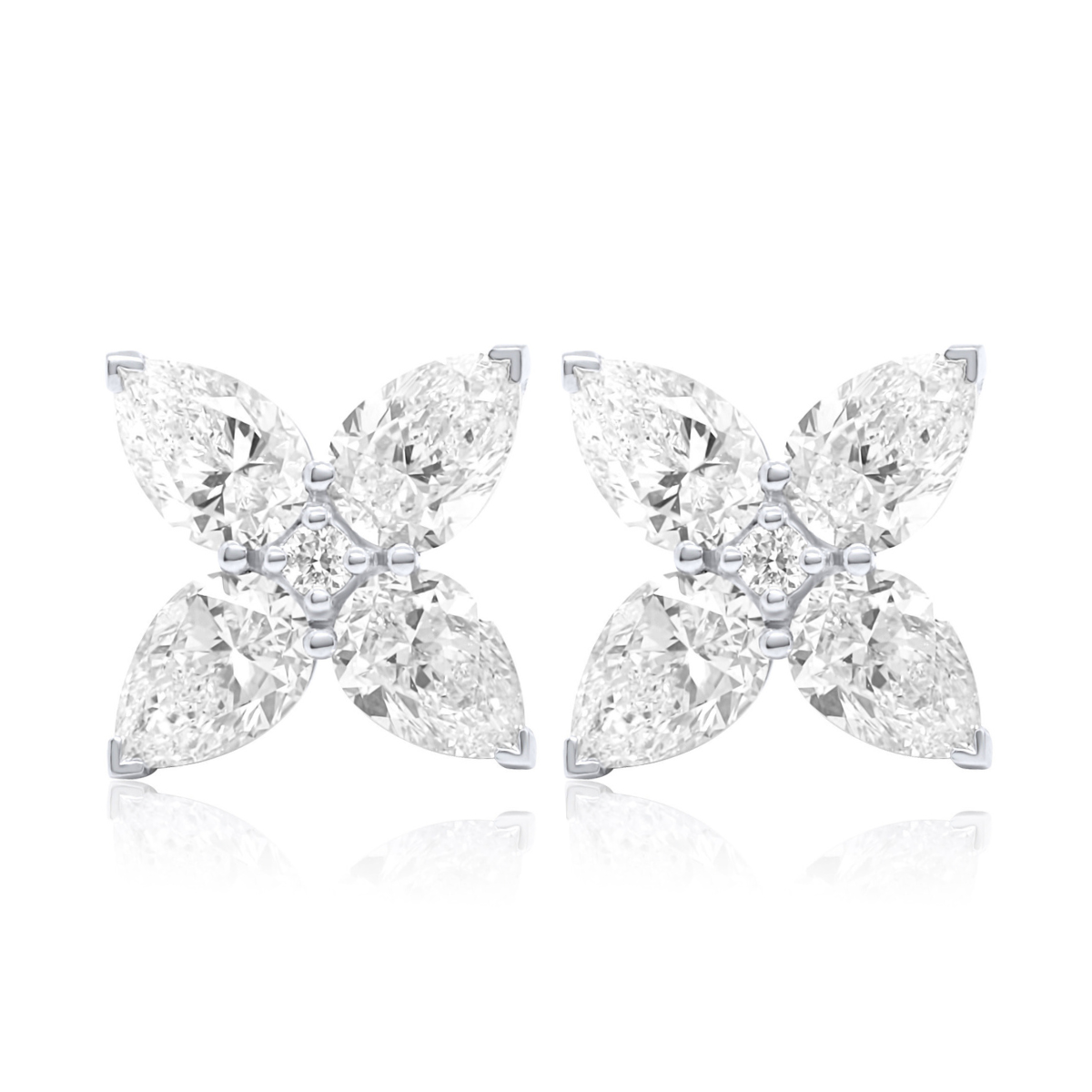 Pear Diamond Clover Earrings