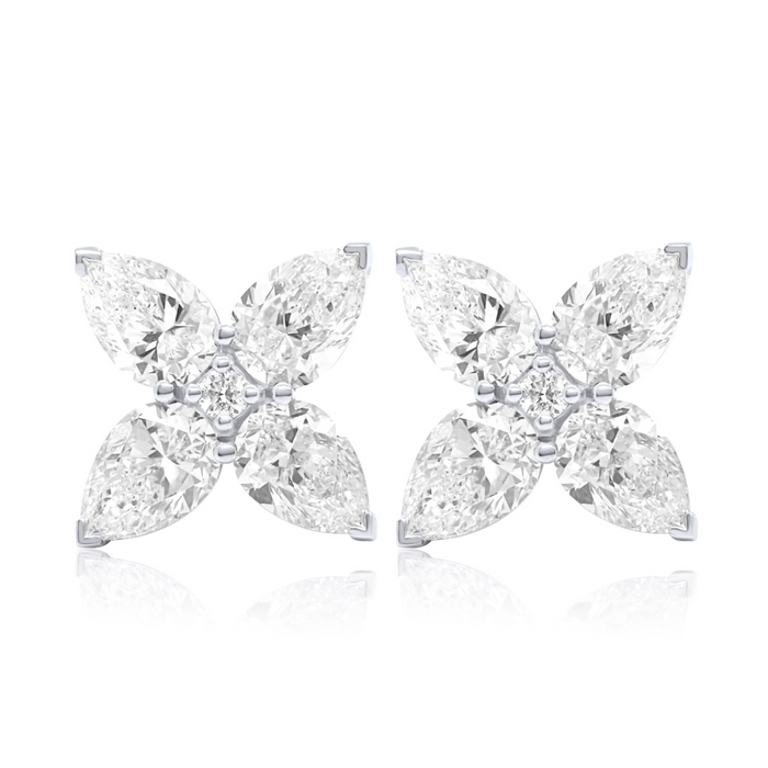 Pear Diamond Clover Earrings