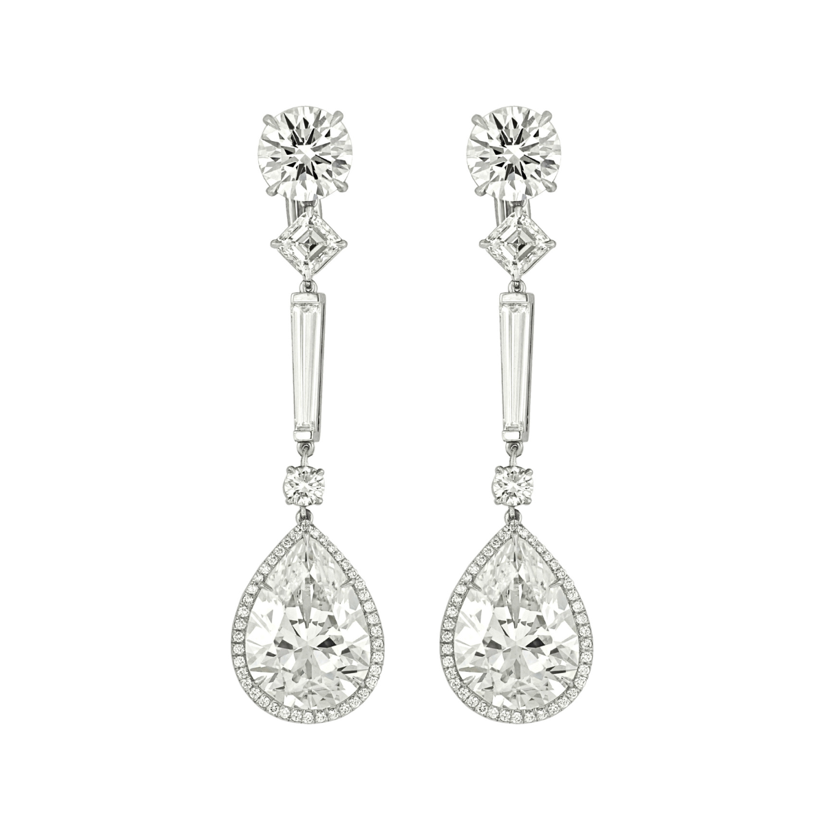 30.48ct Pear Diamond Drop Earrings