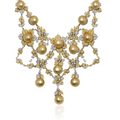 Flower Pearl and Diamond Necklace