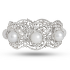 Tahitian Pearl And Diamond Flower Bracelet