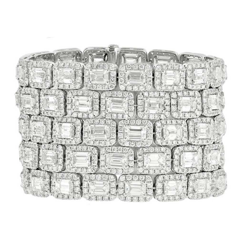 90.55cts Emerald Halo Diamond Bracelet