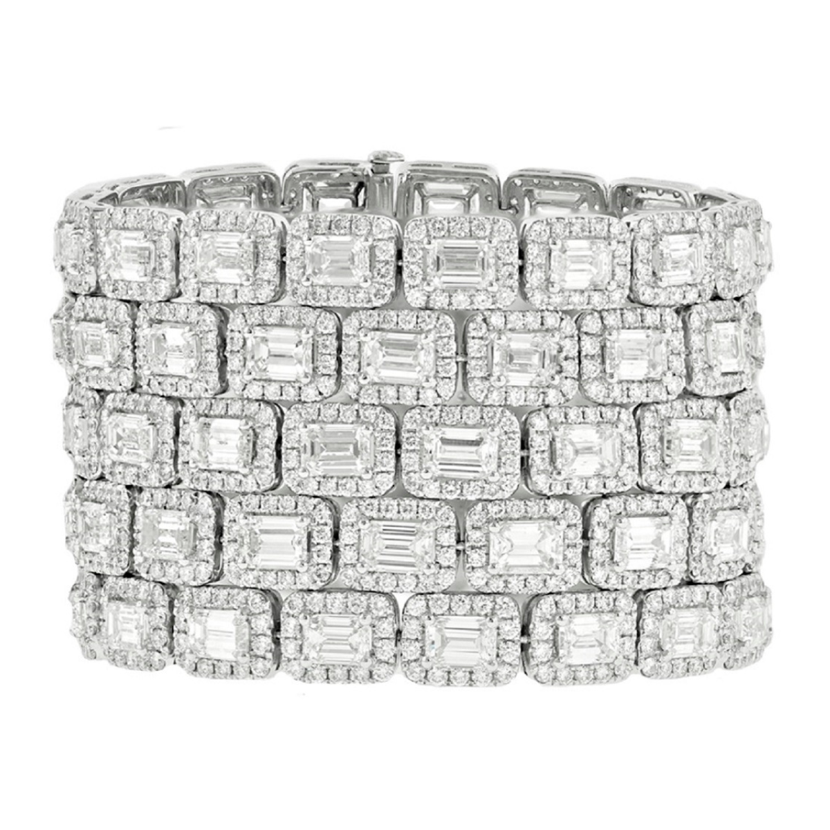 90.55cts Emerald Halo Diamond Bracelet