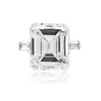 Three-Stone Emerald-Cut Diamond Engagement Ring, Platinum