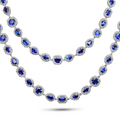 Multi-Shaped Sapphire Halo Necklace