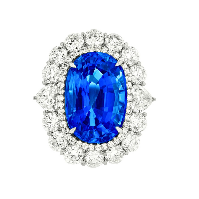 Double Halo Sapphire Ring
