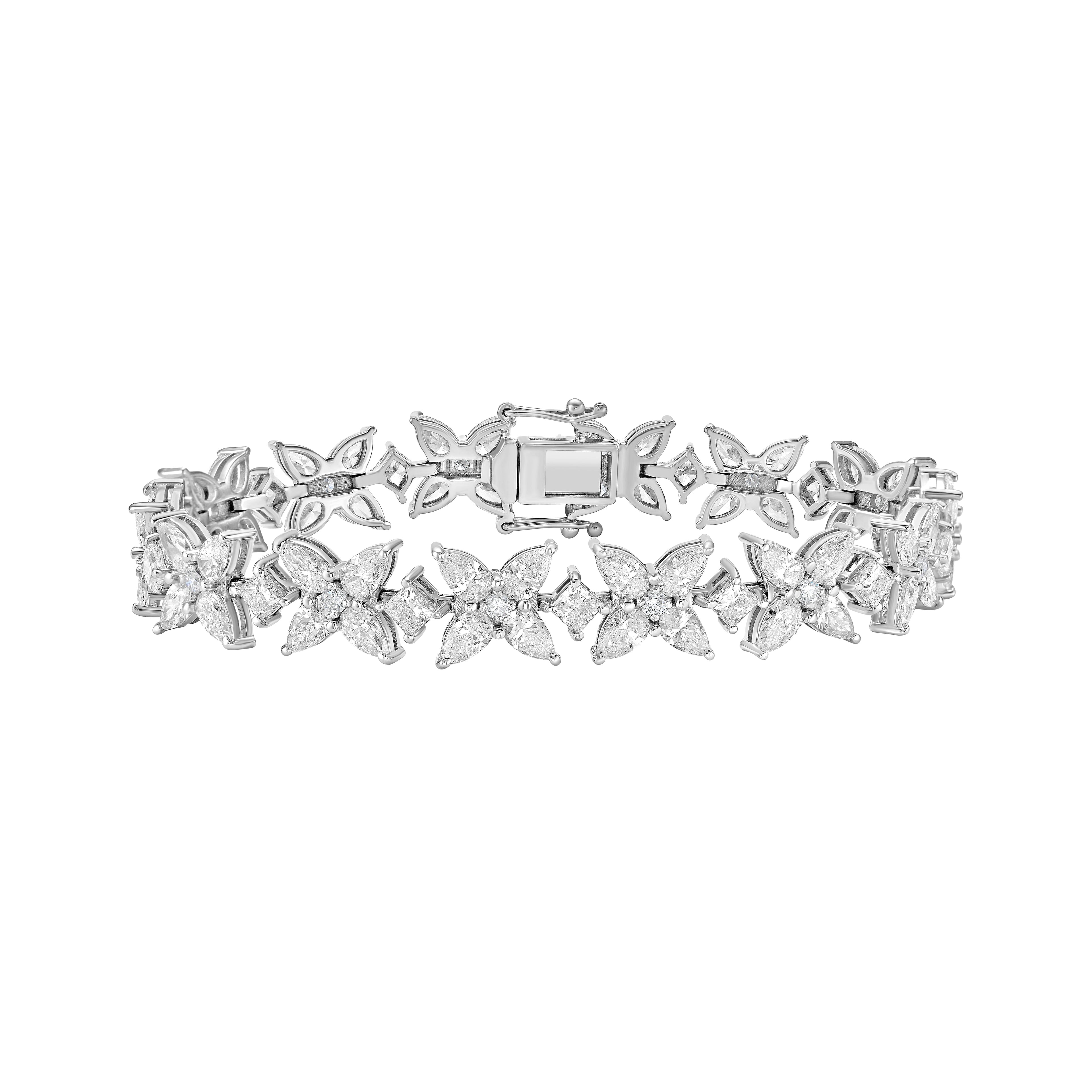 Lab Grown Multi Shaped Diamond Cluster Bracelet