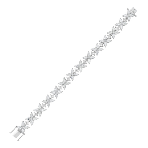 Lab Grown Multi Shaped Diamond Cluster Bracelet