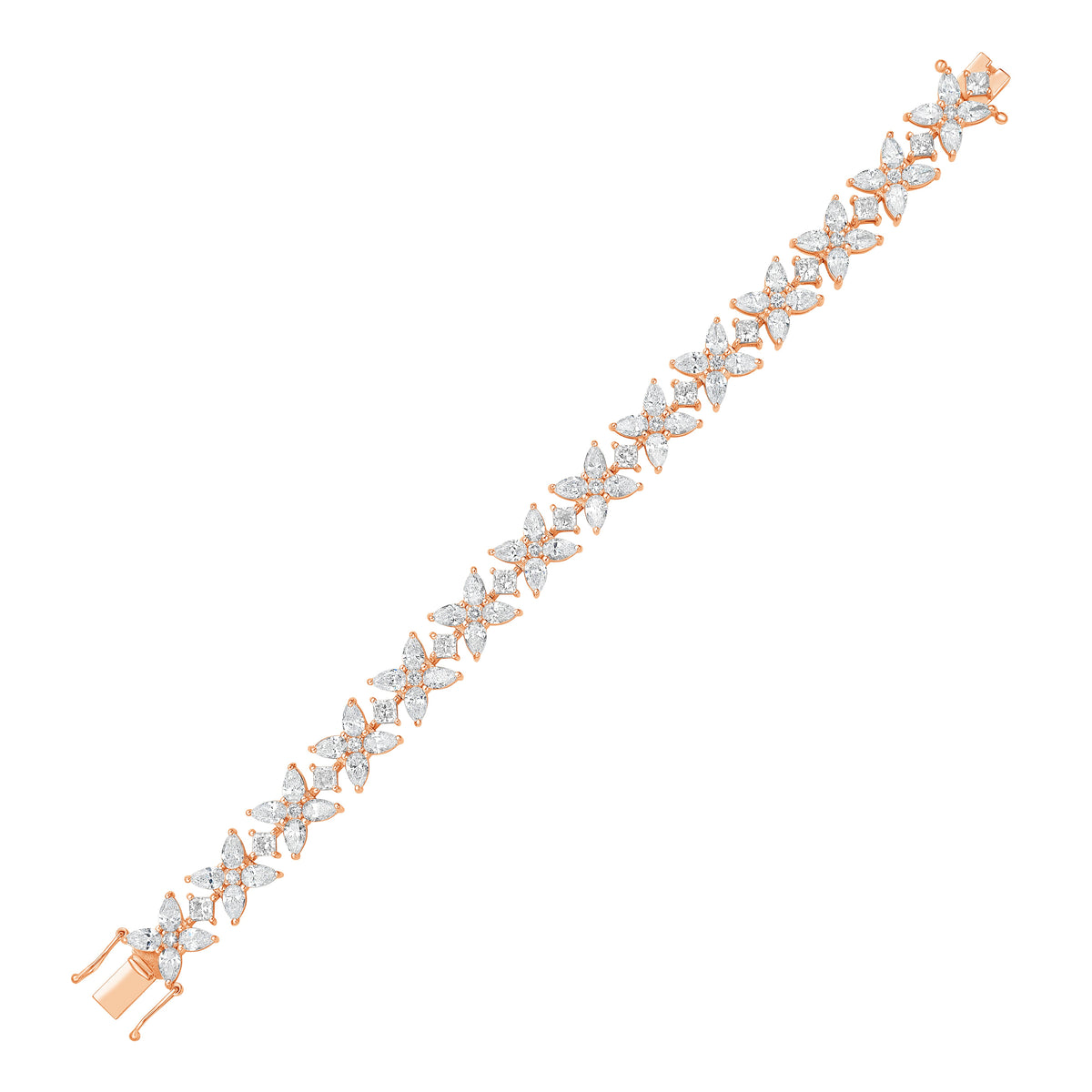 Lab Grown Multi Shaped Diamond Cluster Bracelet