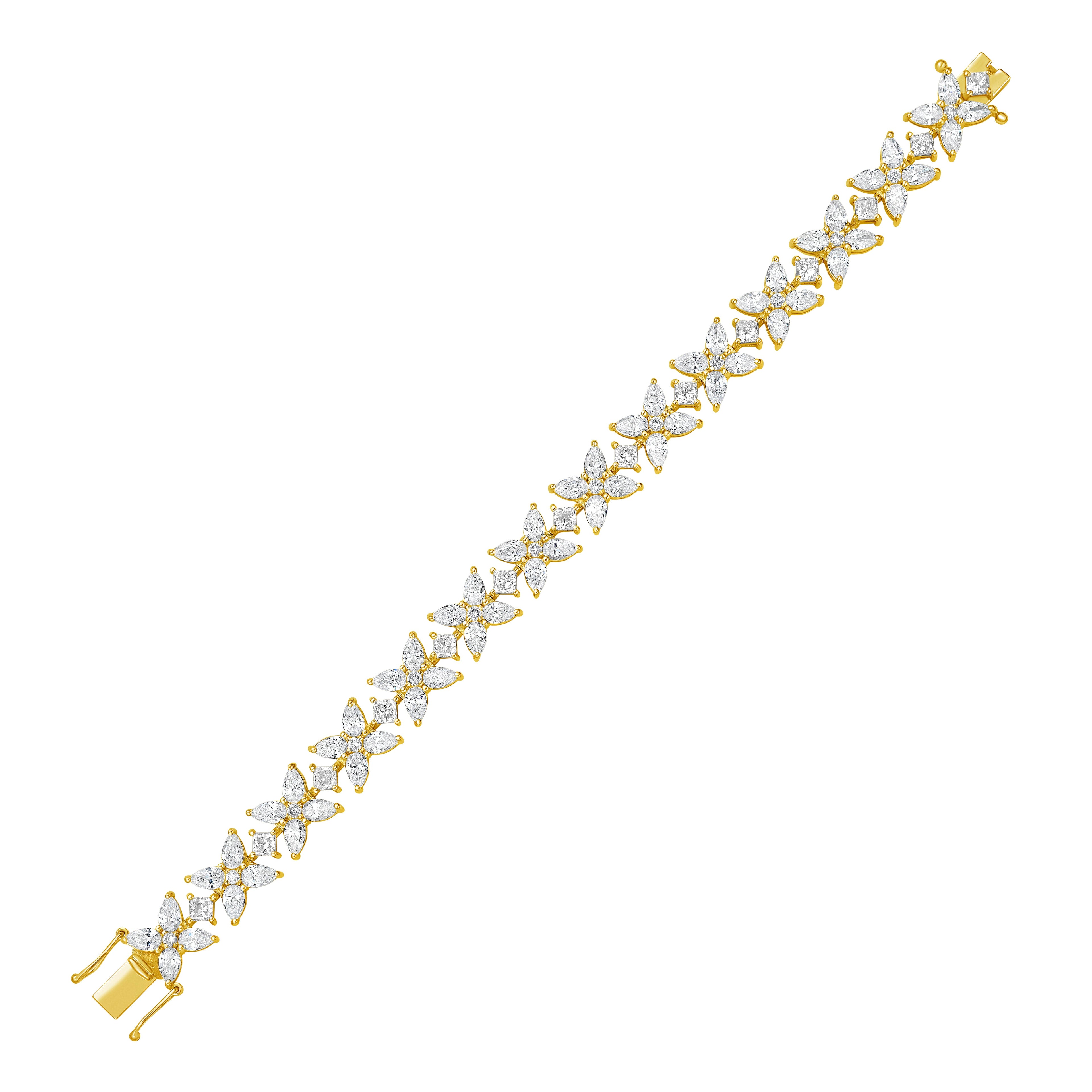 Lab Grown Multi Shaped Diamond Cluster Bracelet