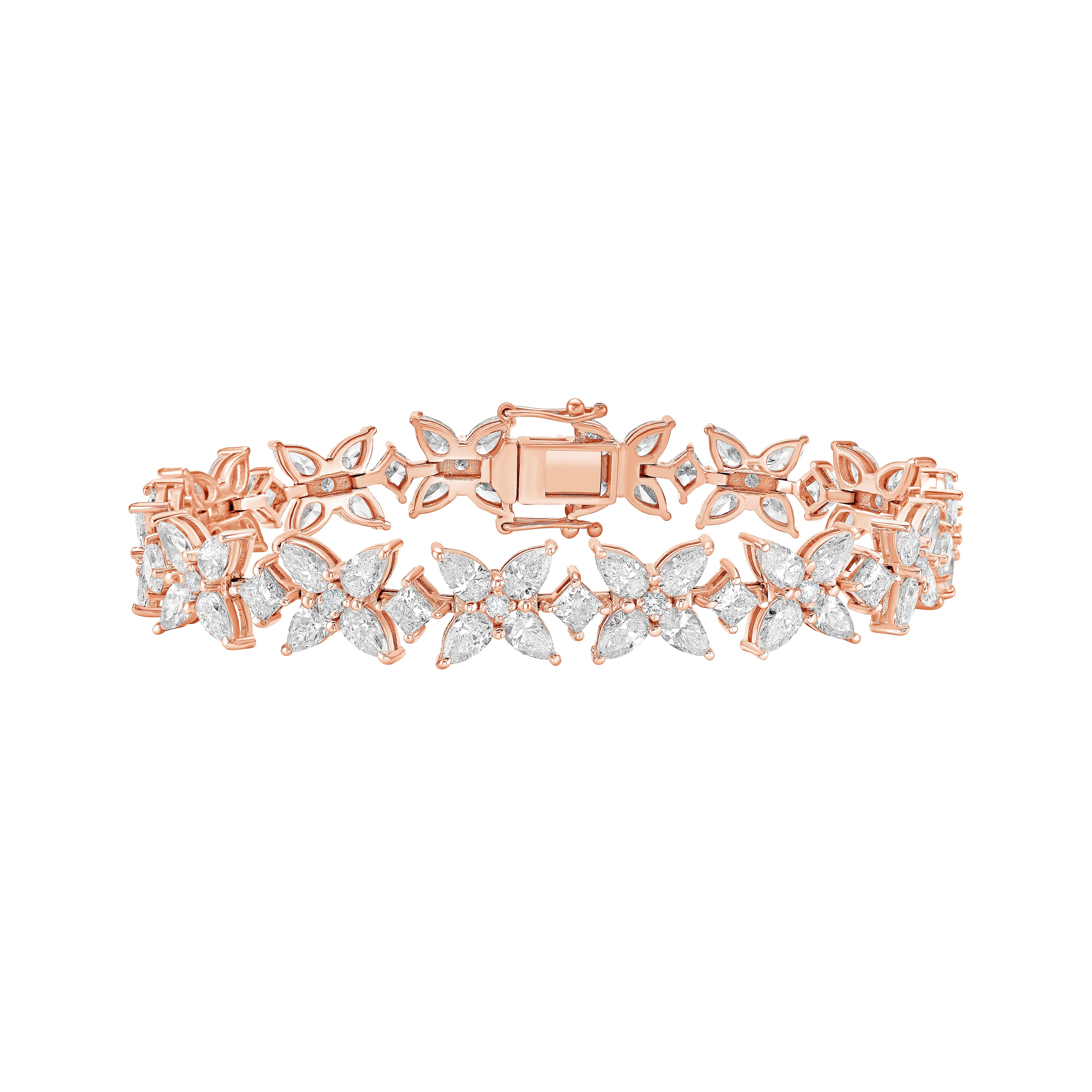 Lab Grown Multi Shaped Diamond Cluster Bracelet