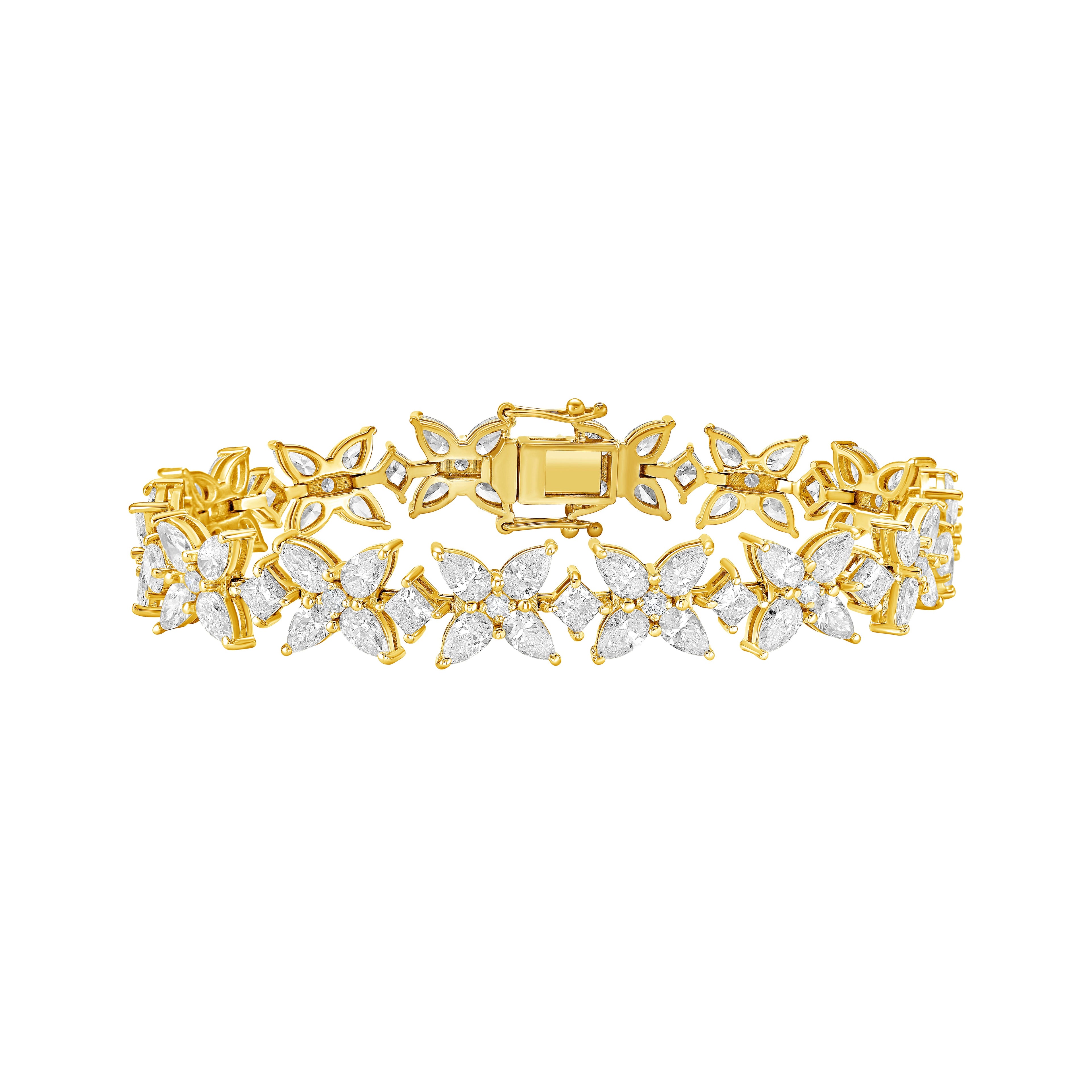 Lab Grown Multi Shaped Diamond Cluster Bracelet